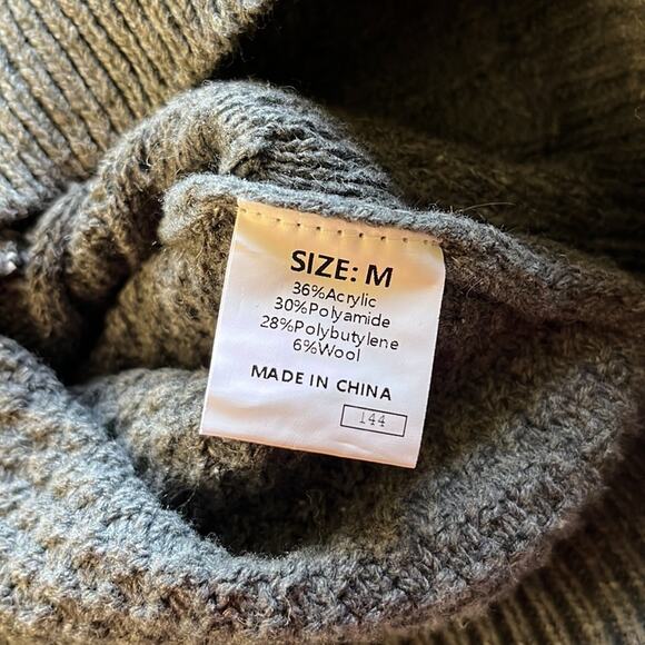 Cable Knit Gray Cardigan Sweater Mens Medium Cottagecore Wool Blend Academia - Picture 7 of 10